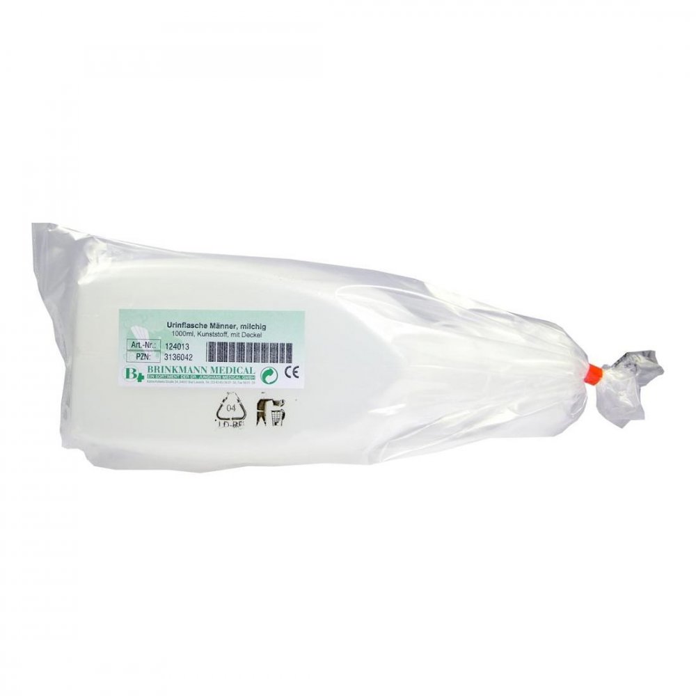 Brinkmann Medical ein Unternehmen der Dr. Junghans Urinflasche für Männer milchig mit Deckel 1000 ml 03136042