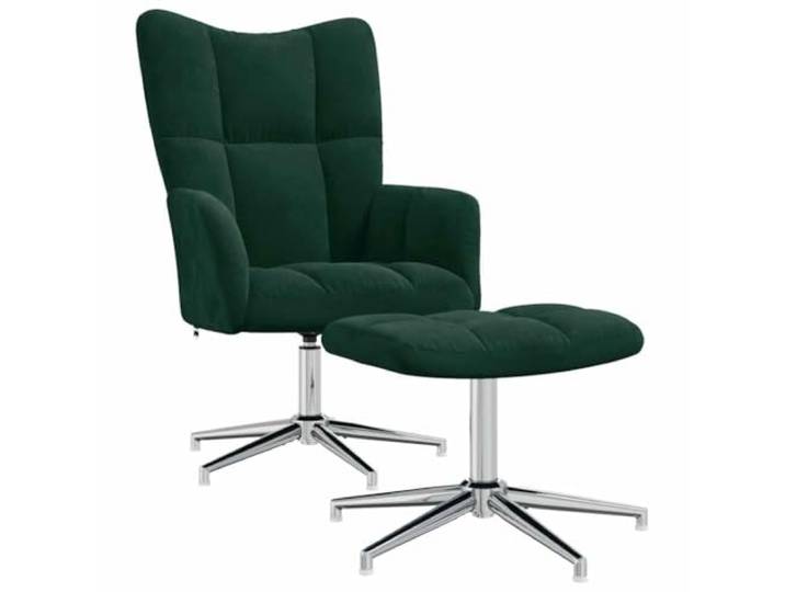 vidaXL Relaxsessel mit Hocker Dunkelgrün Samt