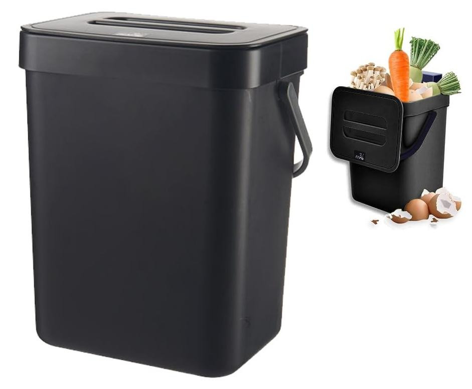 Merkloze biologische afvalemmer met deksel voor de keuken