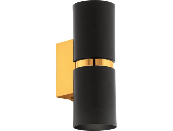 Eglo Wandlampe Passa Schwarz, gold Stahl B 8.5 cm