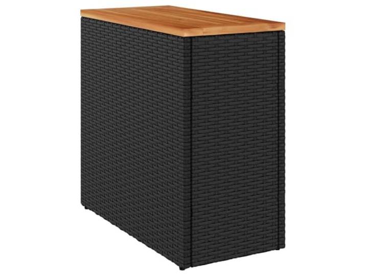 POUFGDR Beistelltisch, Garten, Polyratan, Schwarz, 58 x 27,5 x 55 cm Tischplatte aus Acacia, Stahlrahmen, wetterfest, für den Außenbereich, Terrasse