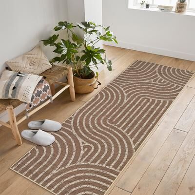 Garvee Modern Abstract Vintage Rainbow Easy Jute Area Rug