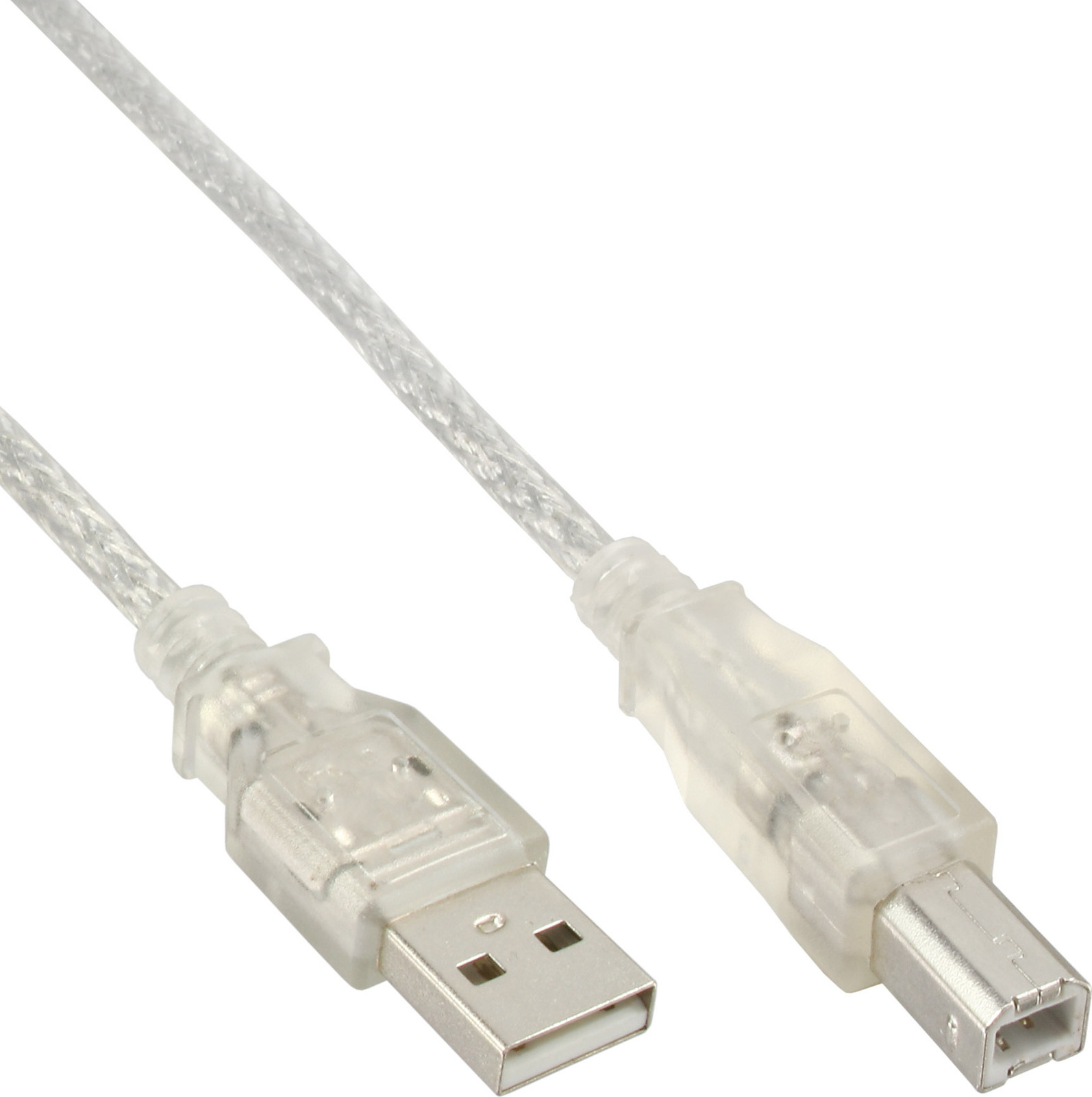 InLine USB 2.0 Kabel A naar B, transparent, 2m