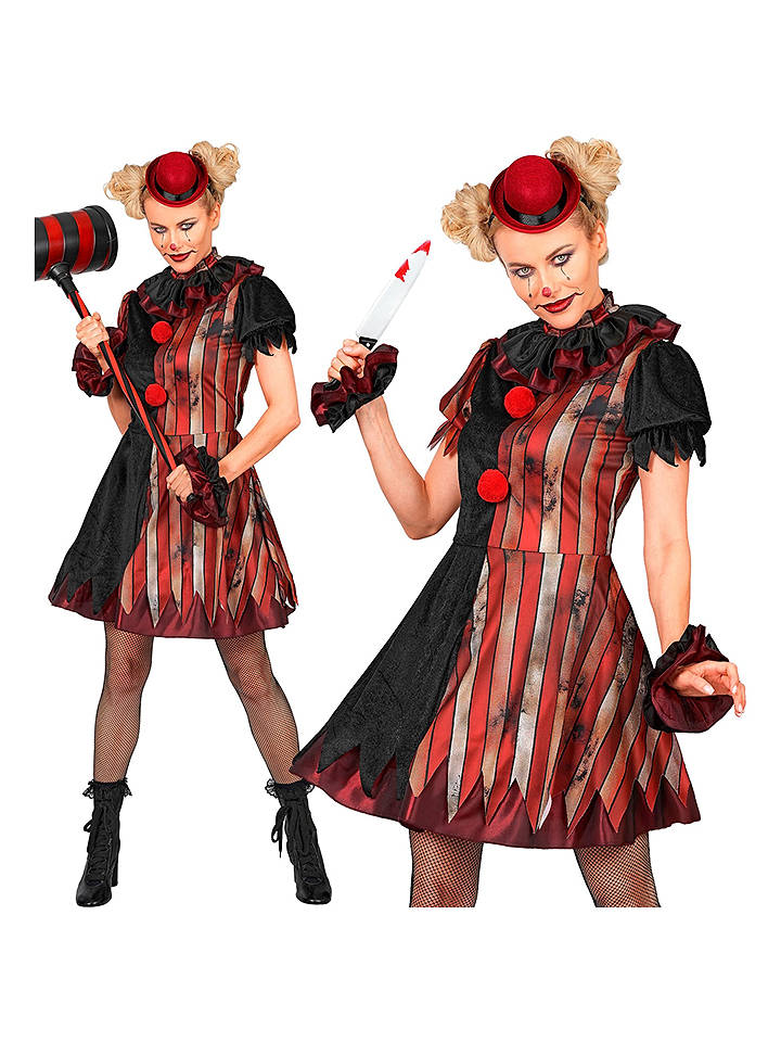Widmann 4tlg. Kostüm "WICKED CLOWN" in Rot/ Schwarz - L