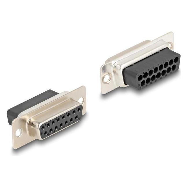 Delock 67090 - D-Sub 15 Pin Buchse zu RJ12 Buchse Montagesatz blau (67090)
