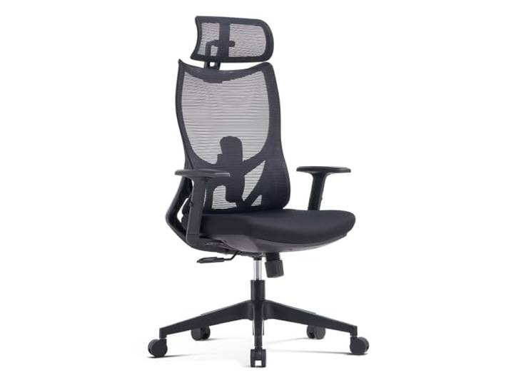 Waytex Fauteuil de Bureau Pro Inclinable Synchrone\, Chaise Bureau à roulettes\, Accoudoirs Réglables\, Appui-Tête 3D\, Support Lombaire Ergonomique Réglable\, Noir