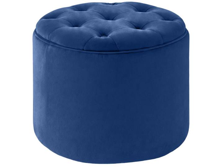 CLP Sitzwürfel Samt Blau, Holz, 44x42x44 cm, Wohnzimmer, Sessel, Hocker & Hockerbänke, Sitzwürfel