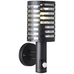BRILLIANT Lampe , Venlo Außenwandleuchte stehend Bewegungsmelder schwarz matt , Edelstahl/Kunststoff , 1x A60 , E27 , 40W ,Normallampen (nicht enthalten)