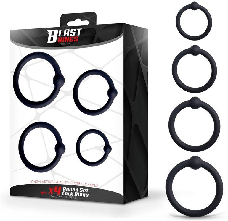 BEAST RINGS Set de 4 anneaux pour pénis en silicone doux