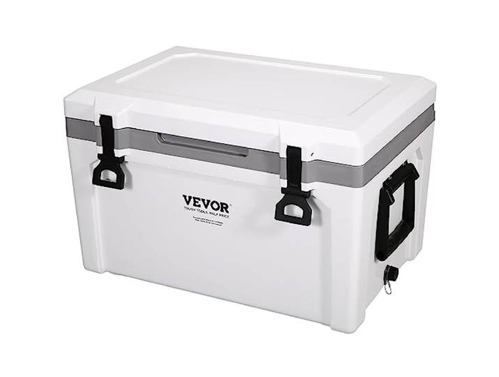 VEVOR Ultraleichter harter Kühler 52 QT, Eisspeicherkühler mit robustem Griff, Eistruhe Lunchbox für Camping, Reisen, Outdoor, hält bis zu 6 Tage kühl, 30% leichter als Rotomolded Cooler