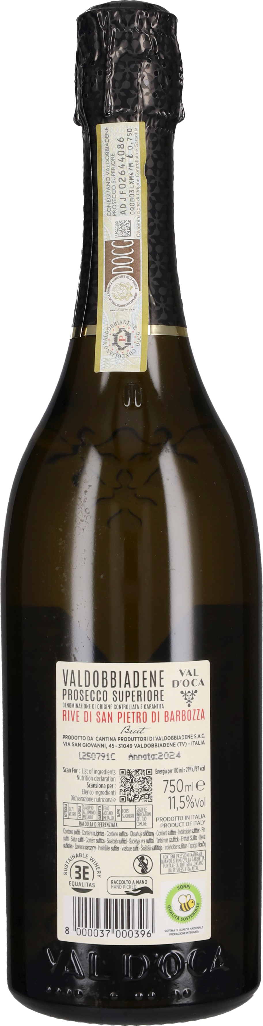 Prosecco di Valdobbiadene Superiore Brut 'Rive di San Pietro di Barbozza' Val d'Oca