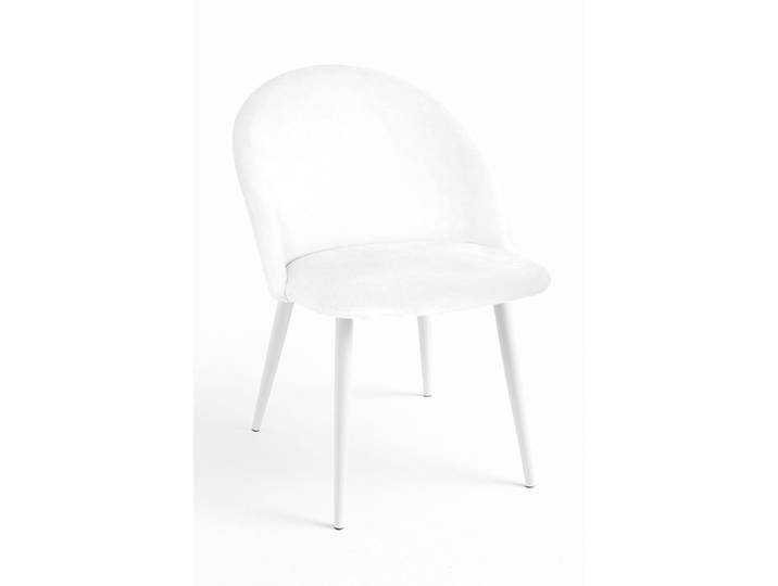 6er Set White Vint Samt Stühle - Weiß