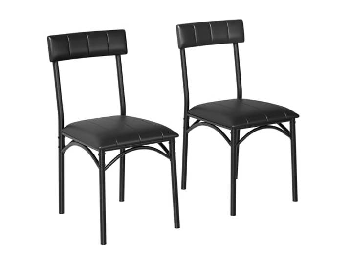 GarveeMore 6er Set Esszimmerstühle modern, PU-Kunstleder gepolstert wasserfest & pflegeleicht – hohe Rückenlehne – Stahlrahmen/Metallbeine, platzsparend unter Tisch schiebbar – Schwarz