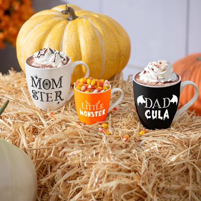 Evergreen Monster Family Ceramic Cup O' Java Cup Gift Set of 3