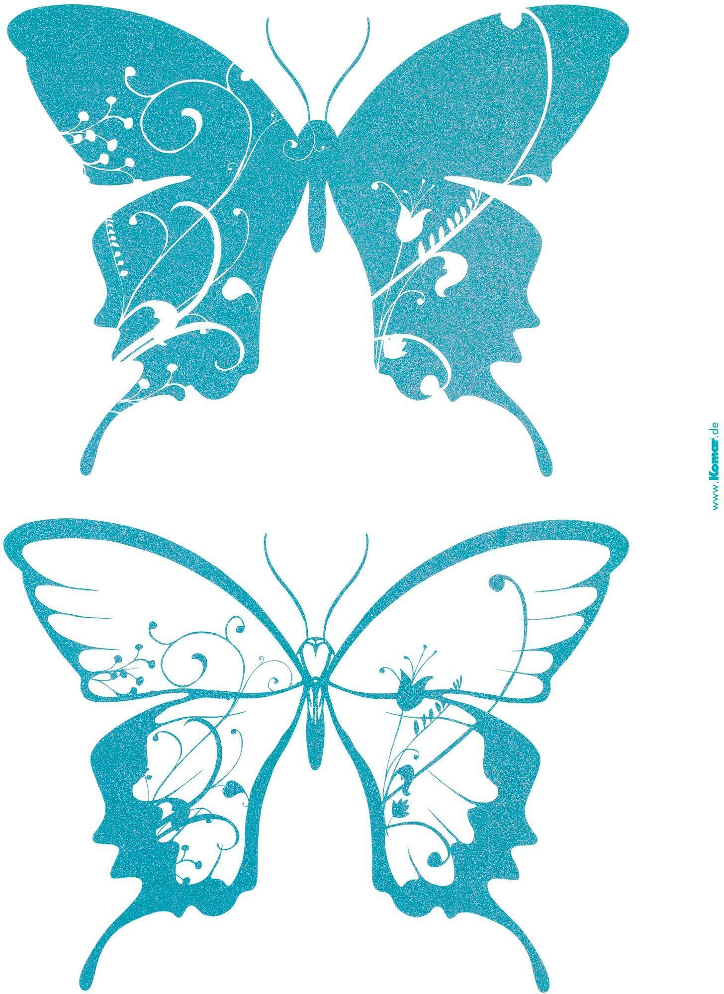 Wandtattoo KOMAR "Farfalle - Grösse 50 x 70 cm", blau, B:50cm H:70cm, Folie, Wandtattoos, Wandtattoo, selbstklebend, Wandsticker blau B/H/T: 50cm x 70cm, Schmetterlinge