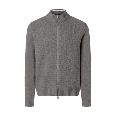 Strickjacke MAERZ MUENCHEN "Maerz Muenchen 542500 Strickjacke Herren Bekleidung", Herren, Gr. 58, grau, 100% Schurwolle, Strickjacken Strickjacke