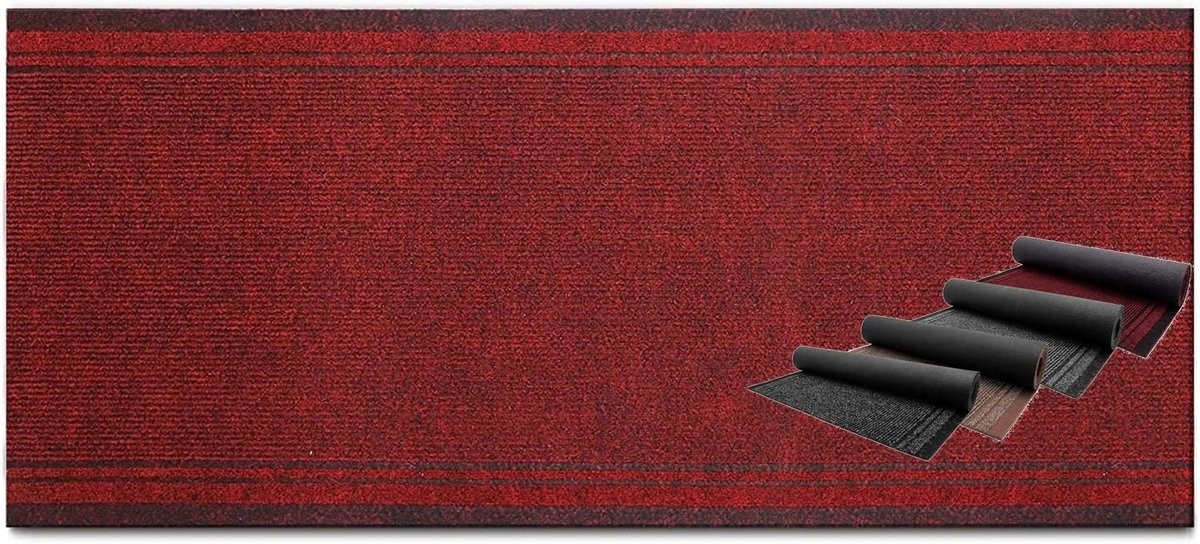 Rood Gestreept Vloerkleed van Polypropyleen met Antislip Onderkant voor Gang, Keuken of Badkamer