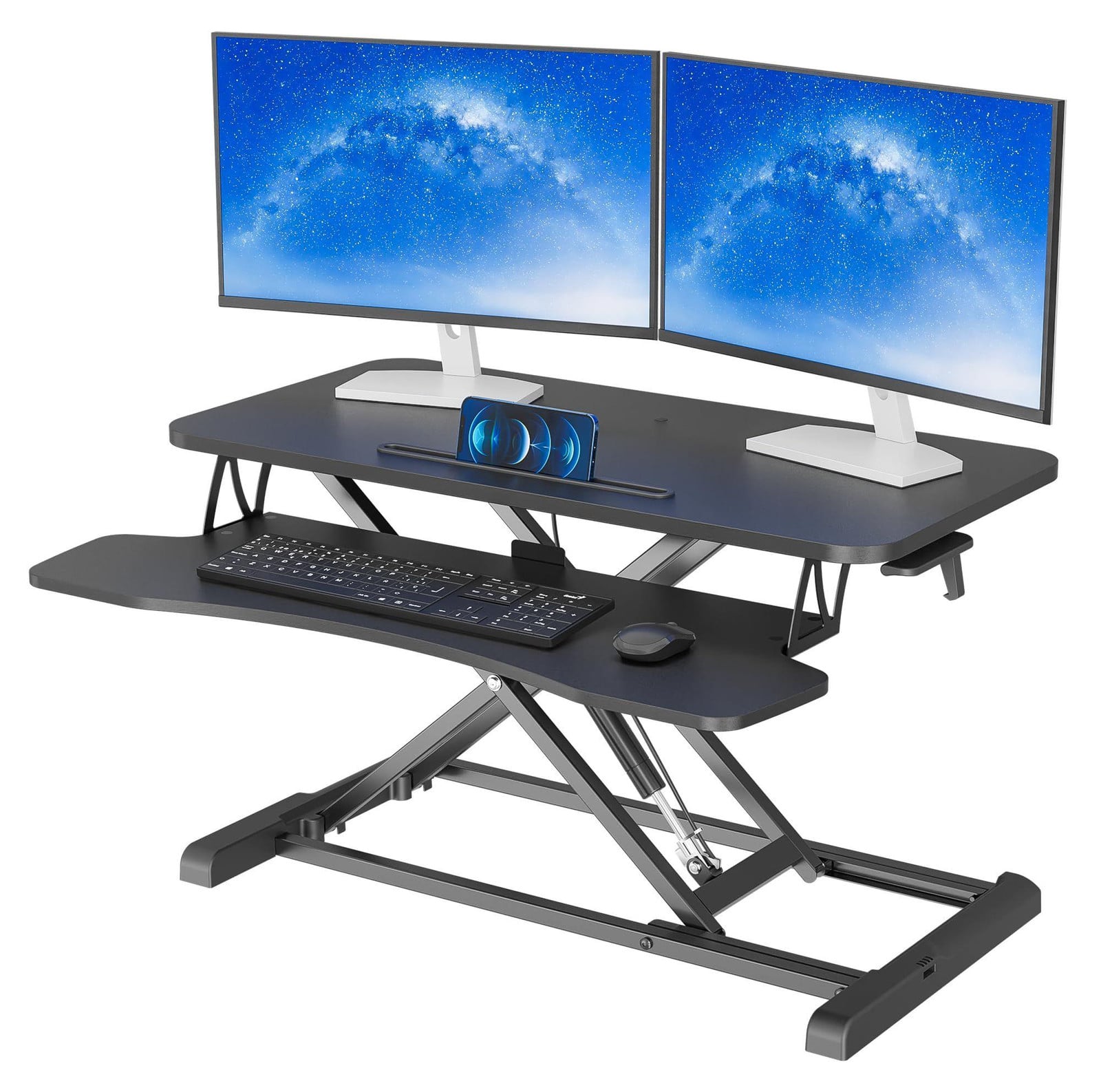 Selius Zit-Sta Bureau Converter met Ergonomische X-Frame Riser voor Thuiswerkplek