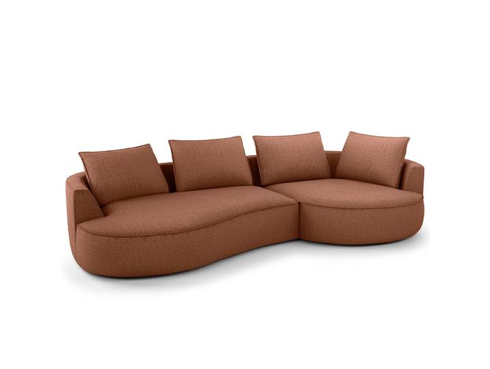 Bigsofa Braun/Karamell Chenille Buladi 322 x 82 x 154cm Ausrichtung rechts Glamour