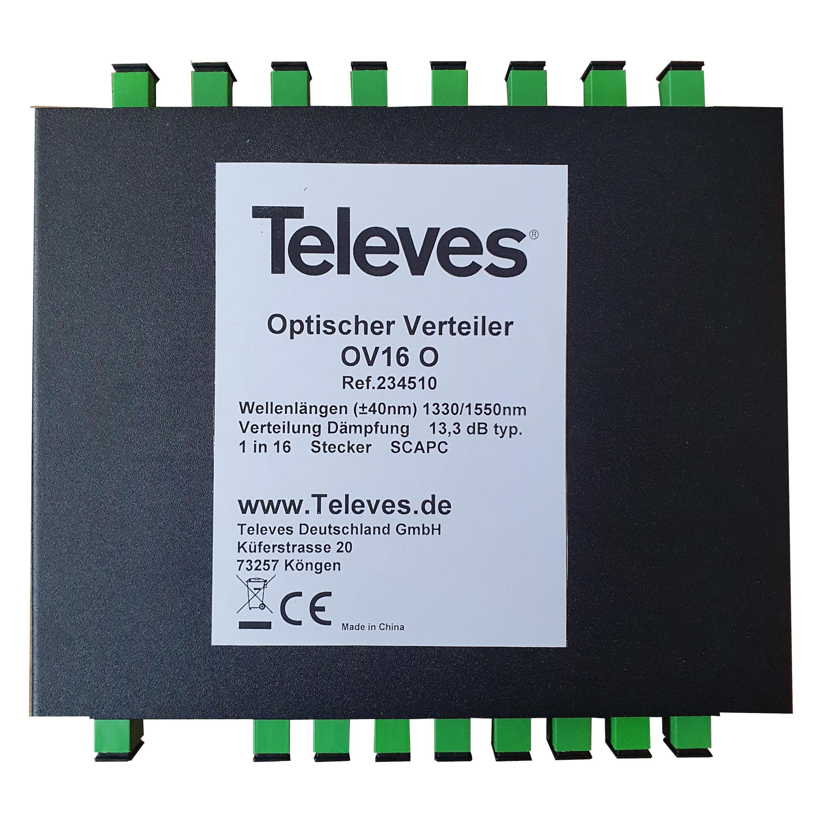 Televes Opt. 16-fach Verteiler OV16O Anschlüsse SC/APC Buchsen (234510)
