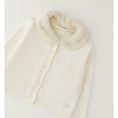 Cardigan SARABANDA "BABY GIRL KNITWEAR", Mädchen, Gr. 122, weiß (amber), 50% Viskose, 28% Polyester, 22% Polyamid, Strickjacken