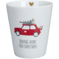 Krasilnikoff Happy Mug, Driving Home for Christmas, Red, 330 ml