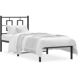 vidaXL, Bett, Bettgestell mit Kopfteil Metallbett Bett Doppelbett Schwarz 120x190cm (120 x 190 cm)