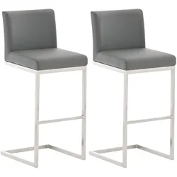CLP 2er Set Barhocker Paros Kunstleder - Farbe: grau