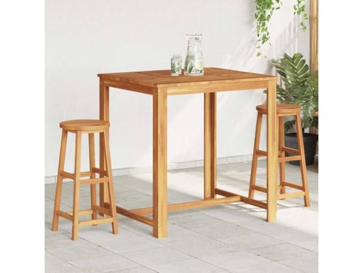 Barhocker 2 Stk. Massivholz Akazie Fußstützen für Sitzkomfort, einfache Montage, für Küche und Esszimmer, Außeneinsatz, 110 kg pro Sitzplatz