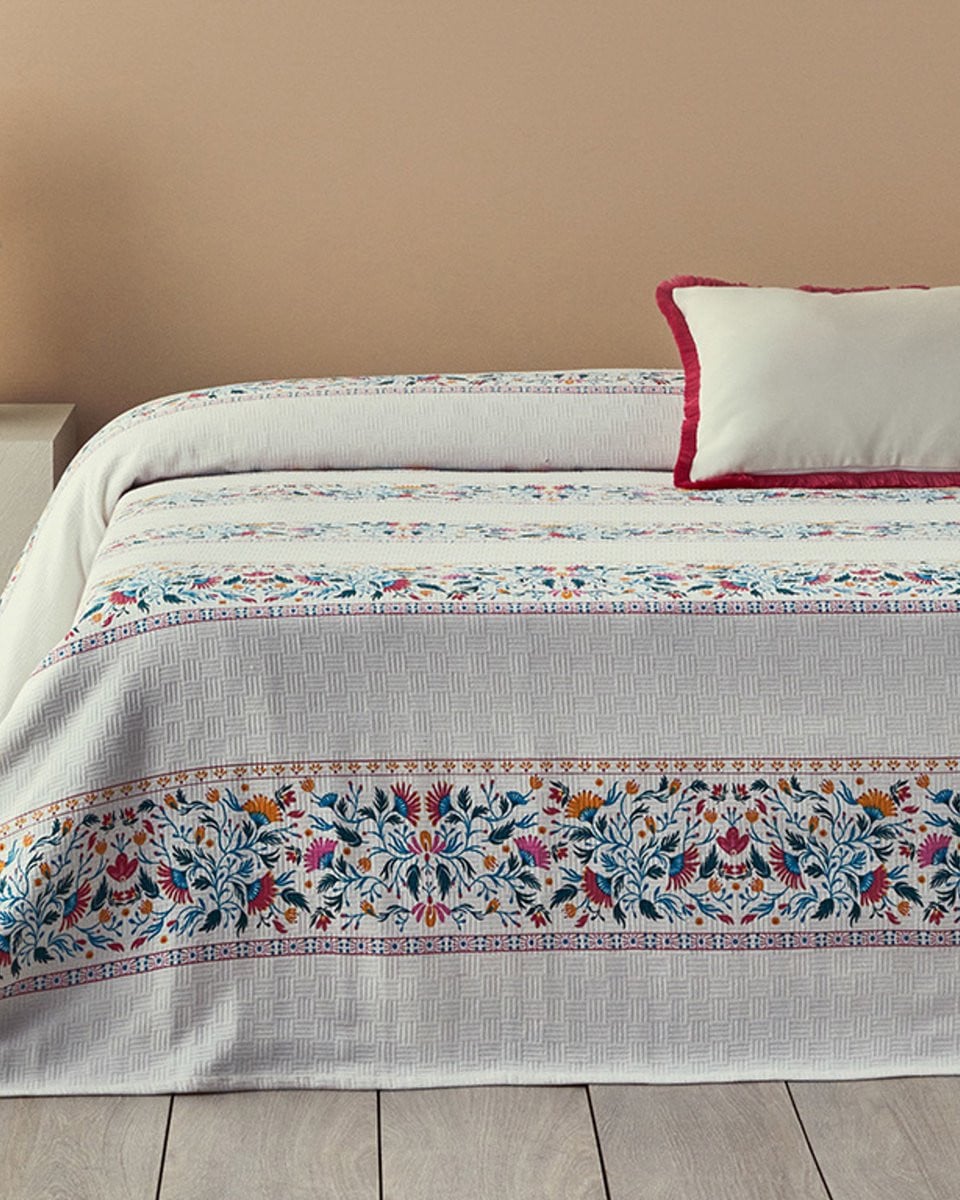 English Home Charming Lines Zomerdeken Tweepersoons Kleurrijk 100% Katoen 200x220 cm