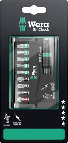Wera 8757-9/BTZ Rapidaptor 05073418001 Bit-Set 10teilig Kreuzschlitz Phillips, Kreuzschlitz Pozidriv, Innen-TORX BiTorsion