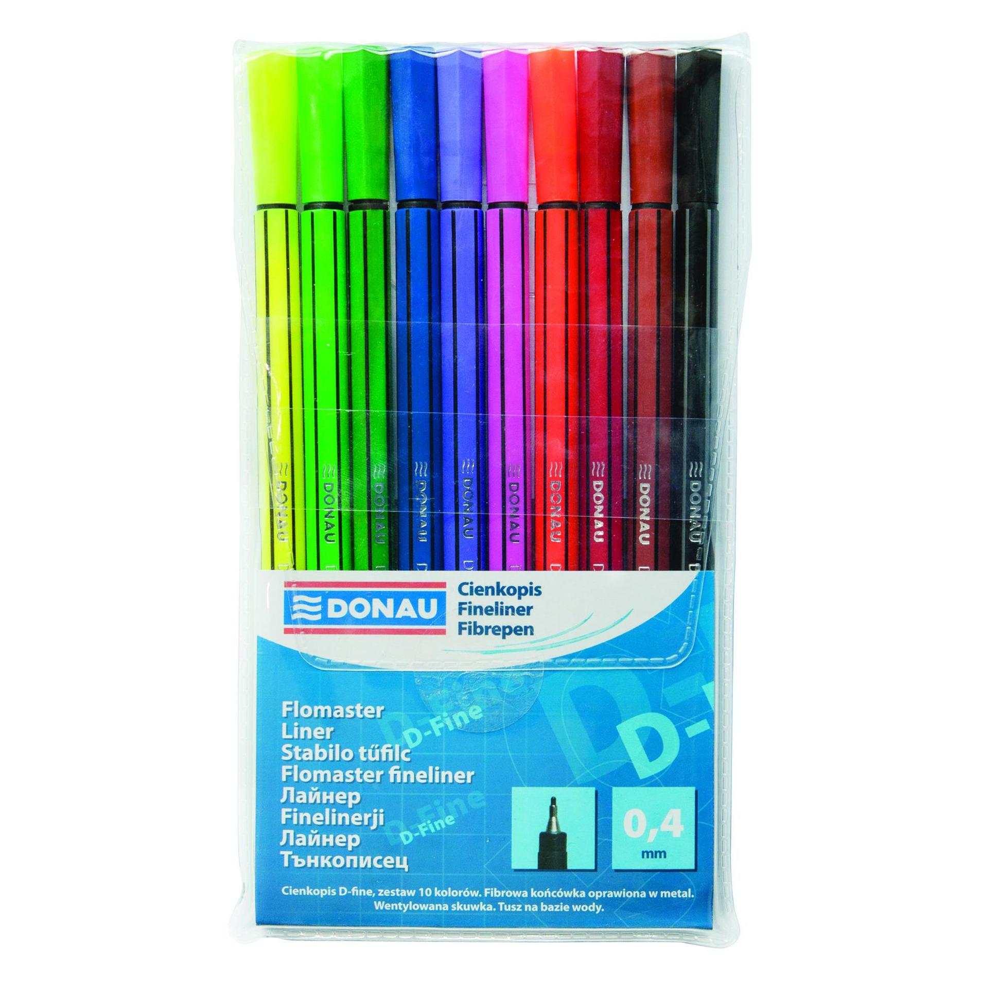 Donau Fineliner, d-fine, 0, 4mm, 10er-pack, farbig sortiert (10x) (41944501)