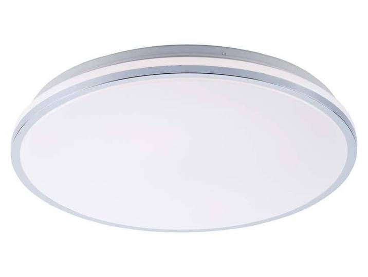 Plafonnier LED\, IP44\, chrome\, blanc\, rond\, D 49 cm