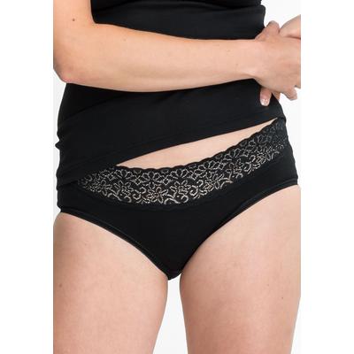 Hüftslip SPEIDEL "Natalie", Damen, Gr. 38, schwarz, Feinripp, Obermaterial: 100% Baumwolle. Spitze: 84% Polyamid, 16% Elasthan, gemustert, unifarben, Unterhosen, bequem, dekorativ, weich, elastisch, mit Spitze, Baumwolle