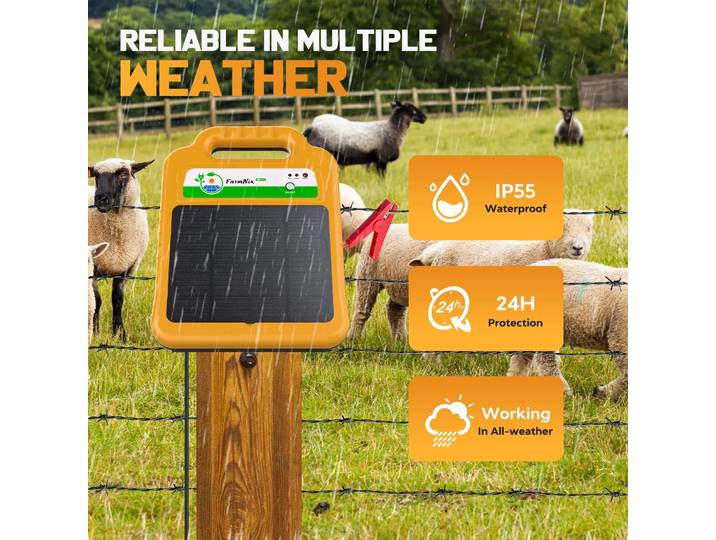 Électrificateur de clôture électrique solaire, 16KM/10 Miles, 0.2 J, 8KV, chargeur de clôture électrique pour ferme, bétail, outils de clôture antivol