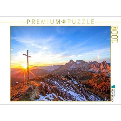 CALVENDO Puzzle Gipfelkreuz im Sonnenlicht | 1000 Teile Lege-Größe 64x48cm Foto-Puzzle für glückliche Stunden