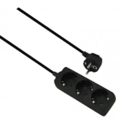 Helos Steckdosenleiste CLASSIC, 3-fach, schwarz, 5,0m, ohne Schalter