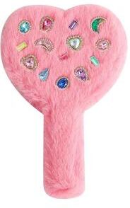 Inspire Daily Merch Cute Creative Plush Diamond Encrusted Handheld Heart Shaped Mirror, Portable Makeup Mirror For Girls pink
