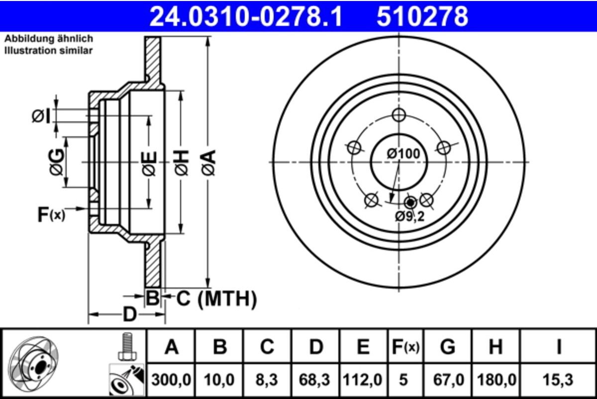 Bremsscheibe ATE PowerDisc 24.0310-0278.1, 1 Stück