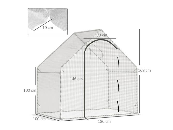 Outsunny Serre 1,8x1x1,68m Plastique Résistant Blanc