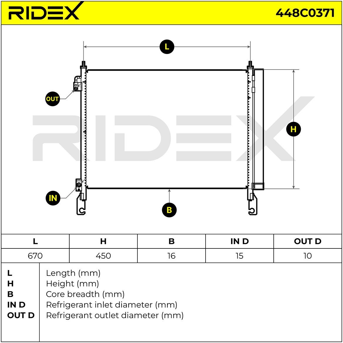 RIDEX 448C0371 Air conditioning condenser