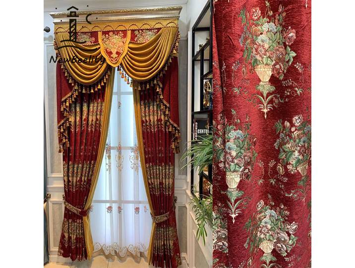 Rideaux Jacquard en Chenille américaine, pour salon, chambre à coucher, balcon, occultant, isolation thermique, décor en tissu épais
