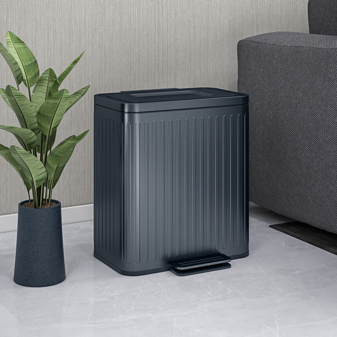 Symple Stuff HOMCOM 2 x 20L Double Rubbish Bin, Pedal Bin with Soft-Close Lid, Black Black 40L