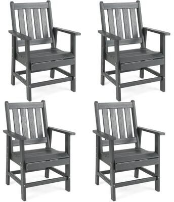 Costway Set of 4 Patio Dining Chairs with Wide Armrests-Gray