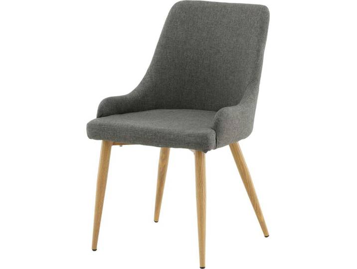FURNLUX Dining Room Chair Plaza Dark Grey Und Oak 49cm / Hauptfarbe: Grau / Abmessungen: 49 x 58 x 86 cm