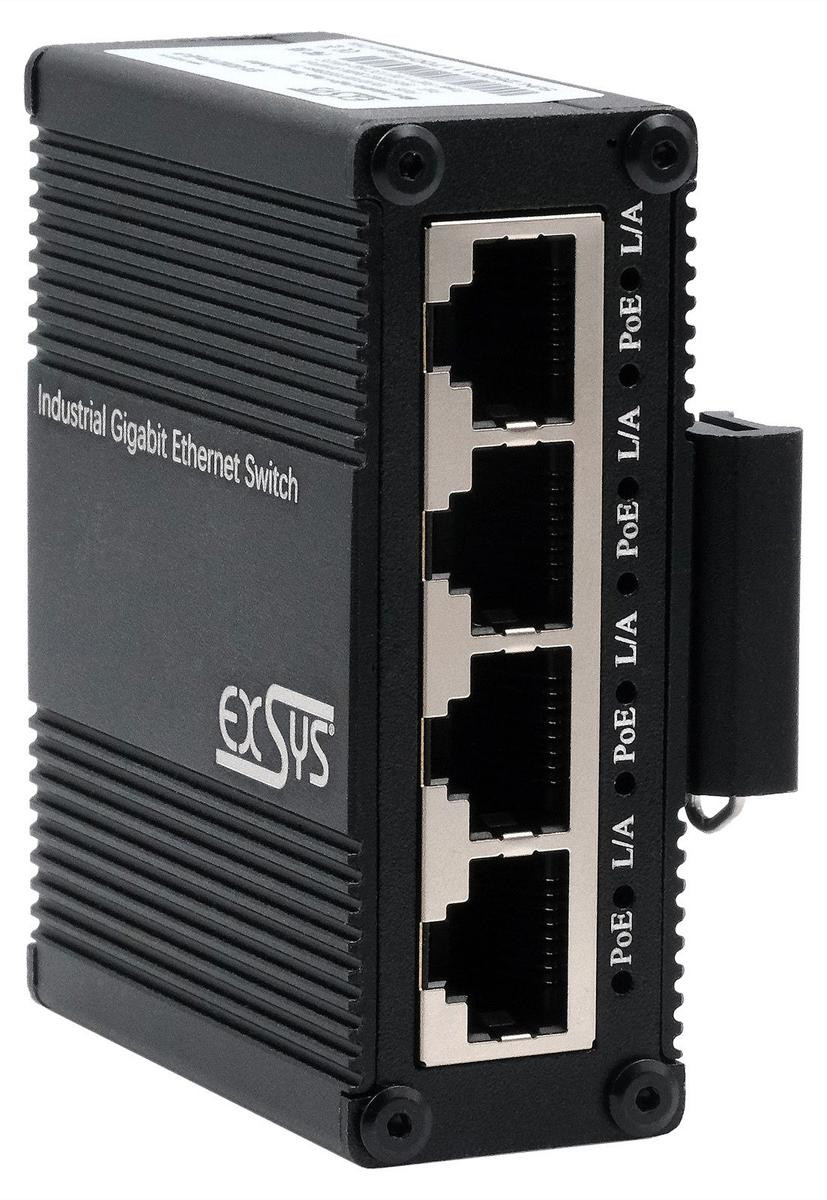 Exsys Switch Micro Industrie Ethernet PoE Pass-Through Onbeheerde Switch 1 Gbps