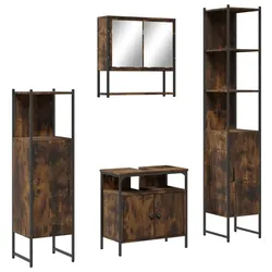 vidaXL 4-tlg. Badmöbel-Set Räuchereiche Holzwerkstoff 30x60x60cm