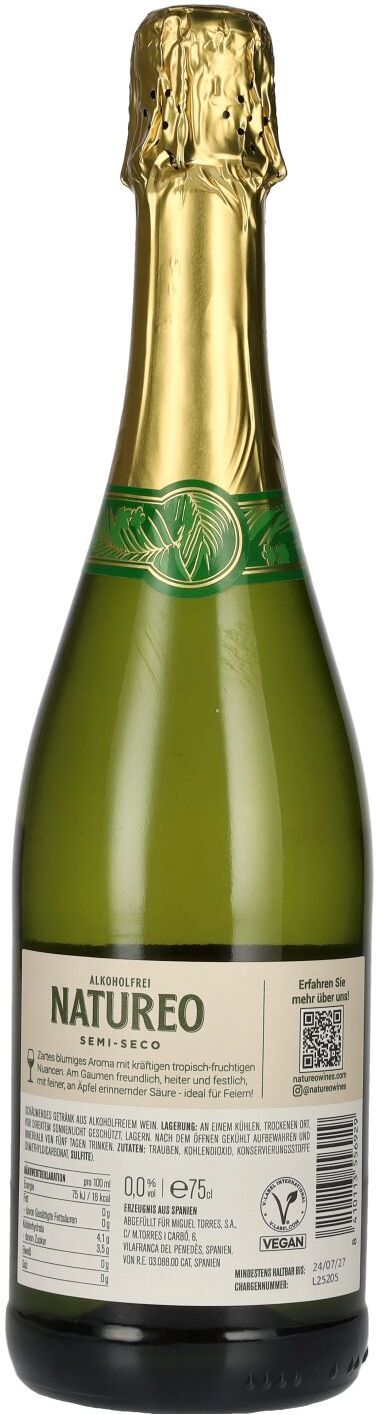 Torres Natureo Sparkling Semi-Seco alkoholfrei 0,75l