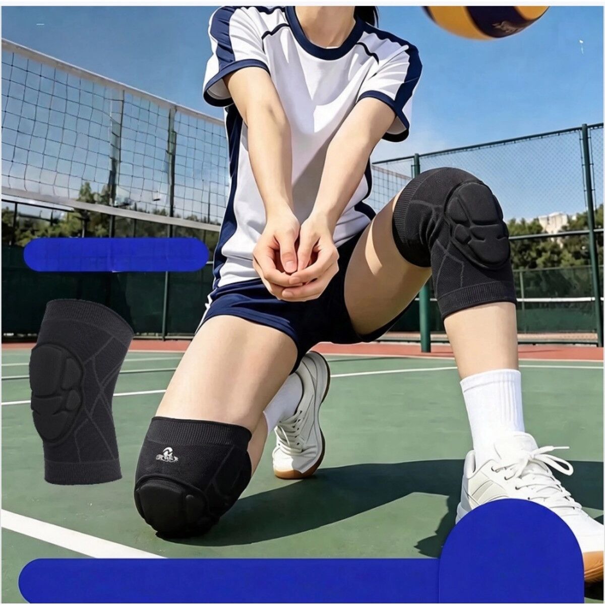 INF Professionelles Volleyball-Knieschützer-Paar — Dicke EVA-Polsterung, rutschfestes Polyester, Meniskusunterstützung XL