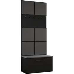 GARDEROBENSCHRANK MODULO 80,6/204/40 cm Modern Garderobe-Set Schwarz